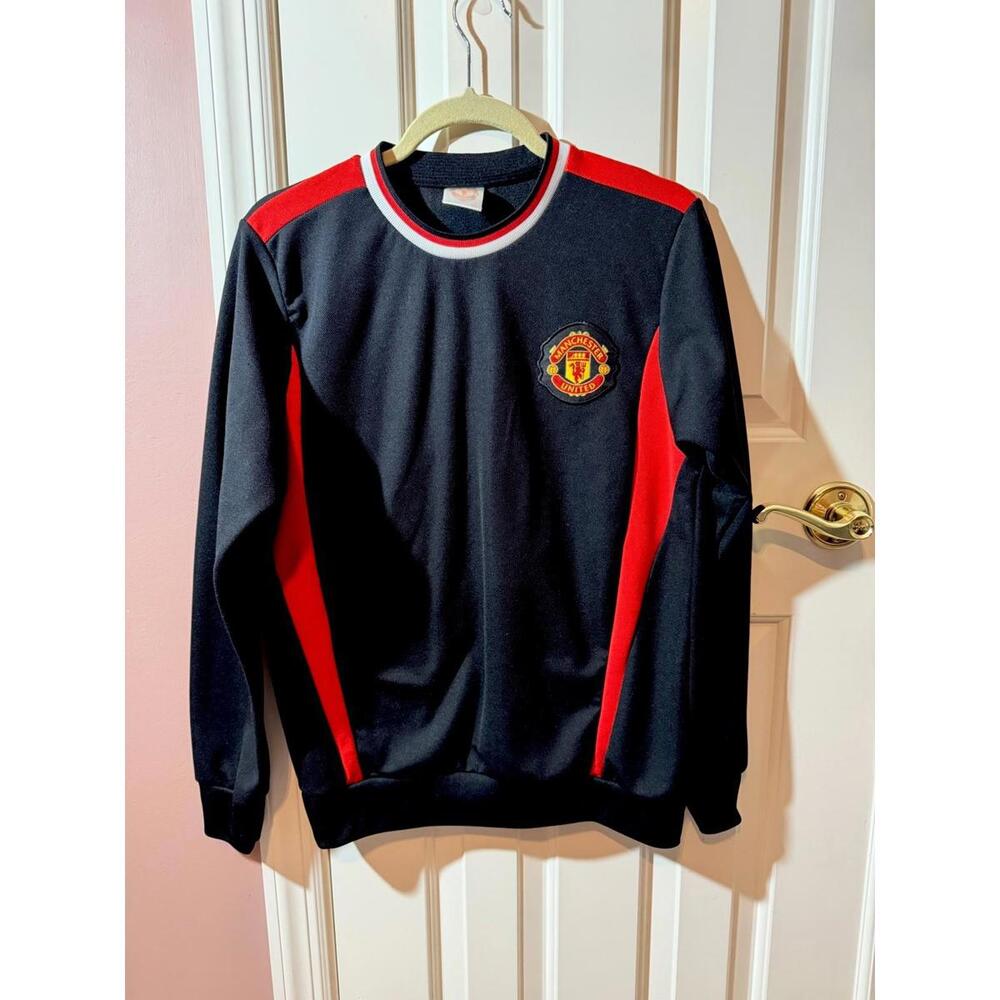 Manchester United Long Sleeve Pullover NO SIZE TAG Black Red Man U Soccer